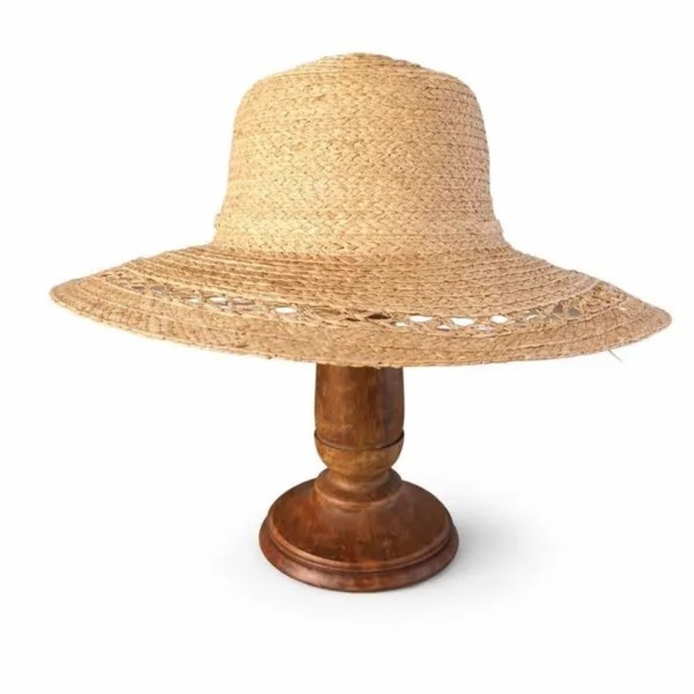 Angela & William Sun Hat Natural Tan Woven Grass Wide Brim FL2732 Womens‎ OS
